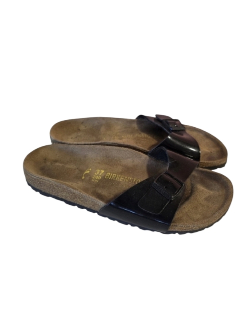 Birkenstock Madrid Patent Birko Flor Black Sandals Boho Chic Bohemian Comfy